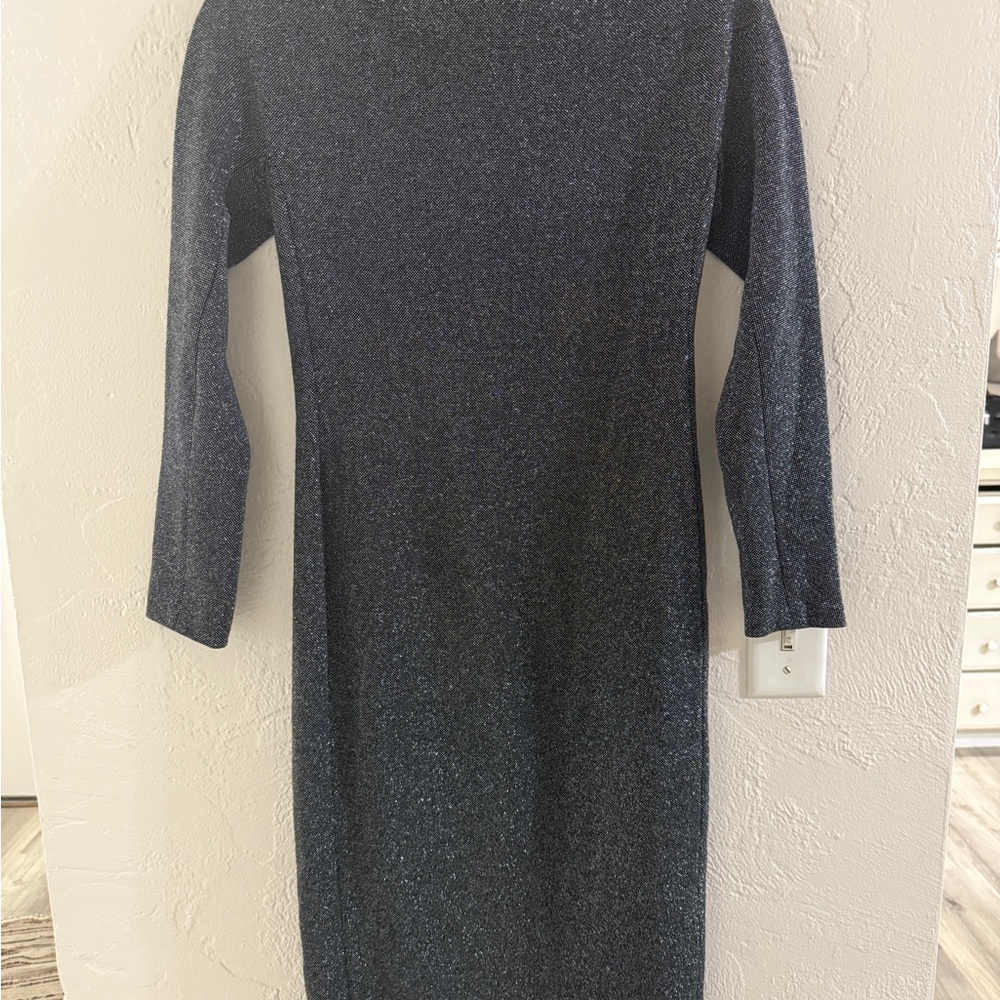 Zara Shimmering Gray Long Sleeve Dress Holiday Sparkly Glitter Party New Years